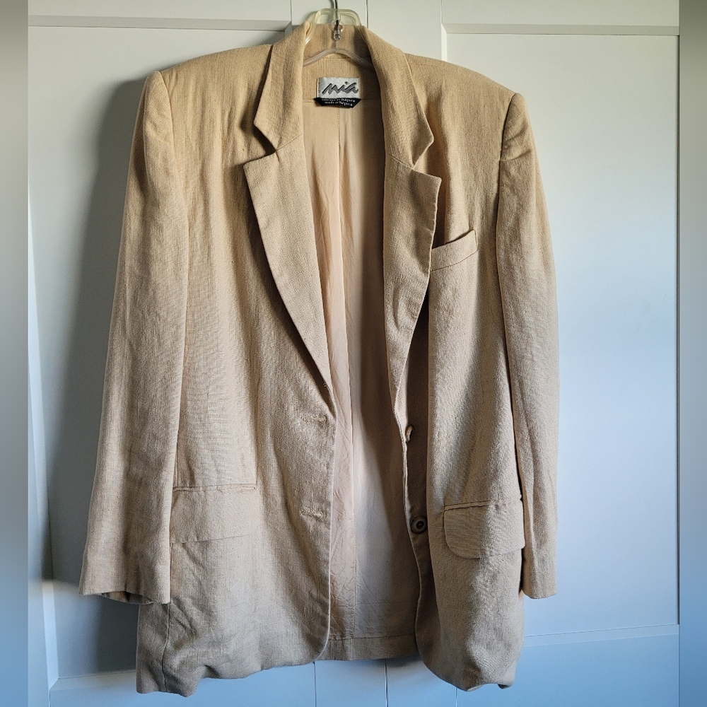 Beige Linen Womens Blazer